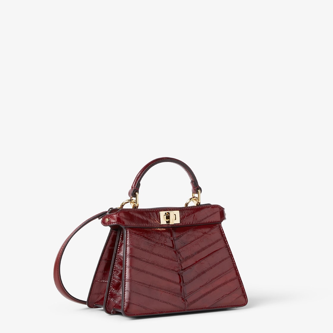 FENDI Peekaboo ISeeU Petite Burgundy inlaid hagfish leather bag - Image 5